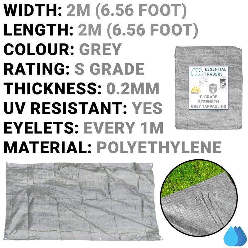 Grey Lightweight Tarpaulin - Multi-Purpose Waterproof Sheet for Outdoor Use,