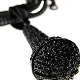 Mens Microphone Franco Chain All Black 36 Inch Iced Bling DJ Mic Pendant Hip Hop Necklace