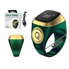 Anlising Smart Ring Counter, Smart Tasbih Zikr Ring, Muslim Islamic Prayer Smart Rings, Tasbih Counter Smart Ring, Tasbeeh Smart Counter, Digital Electronic Smart Tally Counter for Prayer (Green,18MM)