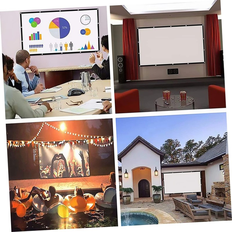 KONTONTY Portable Crease Projector Screen Foldable Movie Screen for Indoor