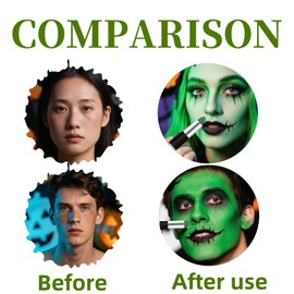 Green Face Body Paint Stick,Face Paint Green,Gr-Een Lipstick,Dark Gr-Een F-Ace P-Aint,Portable & Easy To Color,Rich Color,Costume Party Accessory For Adults,For Festival Makeup,Smooth Texture