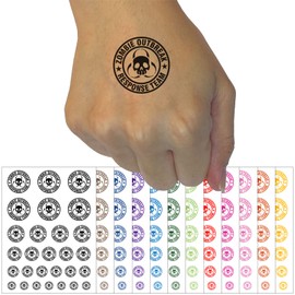 Zombie Outbreak Response Team Skull Temporary Tattoo Water Resistant Fake Body Art Set Collection - Orange (One Sheet)