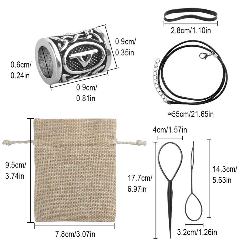24PCS Rune Beards Norse Viking Rune Beads for Bracelet Pendant