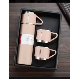 Unbranded Vacuum Insulated Flask Set 3 Piece Kit w Cups BLUSH  Thermos  Stainless Steel