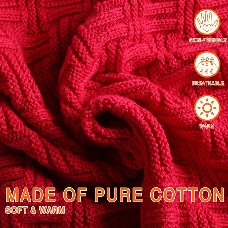Knit Cotton Throw Blanket Cable Throw 50 x 70 Inch