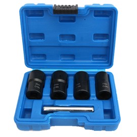 YWHWLX Nut Remover Socket Set, 0.7 inch (17 mm), 0.7 inch (19 mm), 0.8 inch (21 mm), 22 mm 5 Pieces Nut Twister Socket Set, Nut Extractor, For Crushed Bolts, Nut Extractor, Wheel Lock Nut Removal