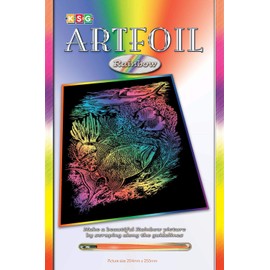 MAMMUT 8280544 - Artfoil, Kratzbild, Tiermotiv, Meerestiere, Regenbogen, bunt, Komplettset mit Kratzbild, Kratzmesser und Anleitung, Scraper, Scratch, Kratzset für Kinder ab 8 Jahre