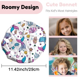 BHAHB 2 PCS Kids Bonnets for Girls Boys Satin Silk Bonnets Double Layer Elastic Adjustable Hair Caps for Sleeping Reusable Cute Aesthetic-Shark