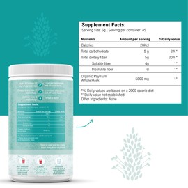 THE HOLLY TREE Psyllium Husk Powder Organic 8 oz - Isabgol - Whole Psyllium Husk Fiber for Digestive Health & Regularity - Gluten-Free, USDA Organic, Kosher - Organic Psyllium Husk Supplement