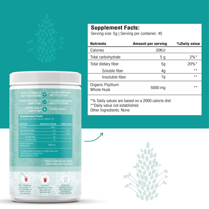 THE HOLLY TREE Psyllium Husk Powder Organic 8 oz -