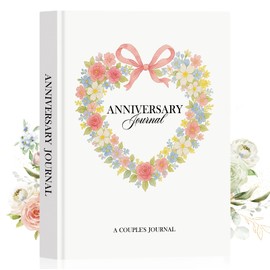 Lanpn Wedding Anniversary Journal Book, Leather Dating 1st to 70th Couple Memory Book Wedding Scrapbook, 190 Pages Love Stories Notebook Marriage Bridal Shower Anniversary Newlywed Gift