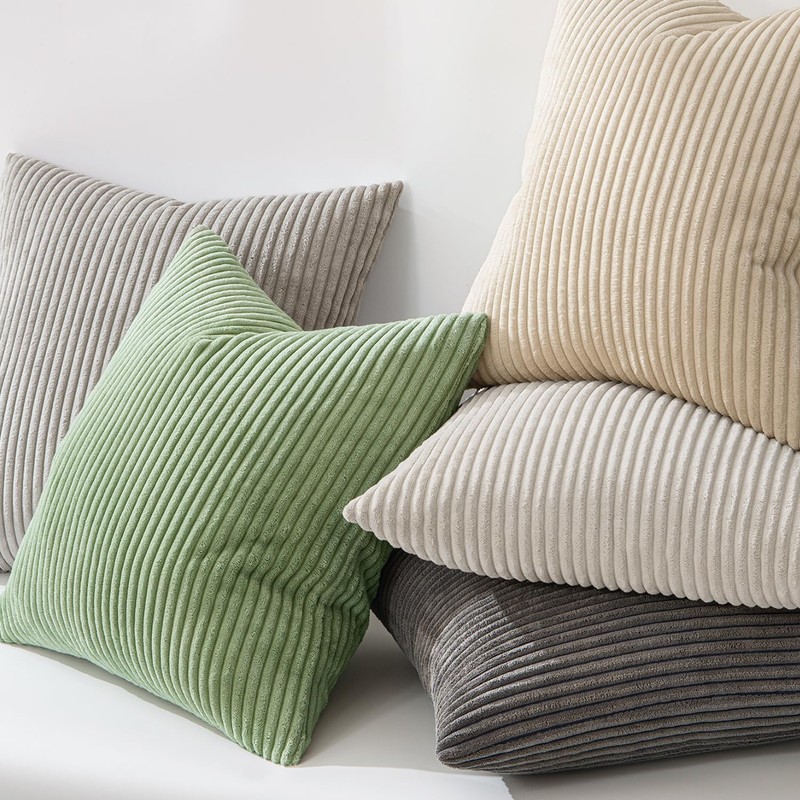 MIULEE Set of 2 Striped Corduroy Square Throw Pillow Case
