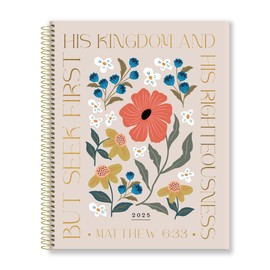 Sermon on the Mount, Floral Edition - 2025 17-Month Bible Memory Planner Spiral Bound (8.5" x11")