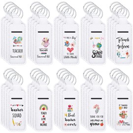 40 Pcs Teacher Appreciation Lipstick Holder with Thank You Words Portable Clip on Lip Gloss Sleeve Pouch Lipstick Holder Keychain Pocket Lip Balm Holder Thank You Gifts for Teacher