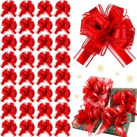 Riceshoot 60 Pieces Christmas Large Pull Bows Ribbon Gift Bows 6 Inch Gift Wrap Bows Wrapping Bows for Xmas Presents Wedding Party Basket Holidays Decoration (Red)