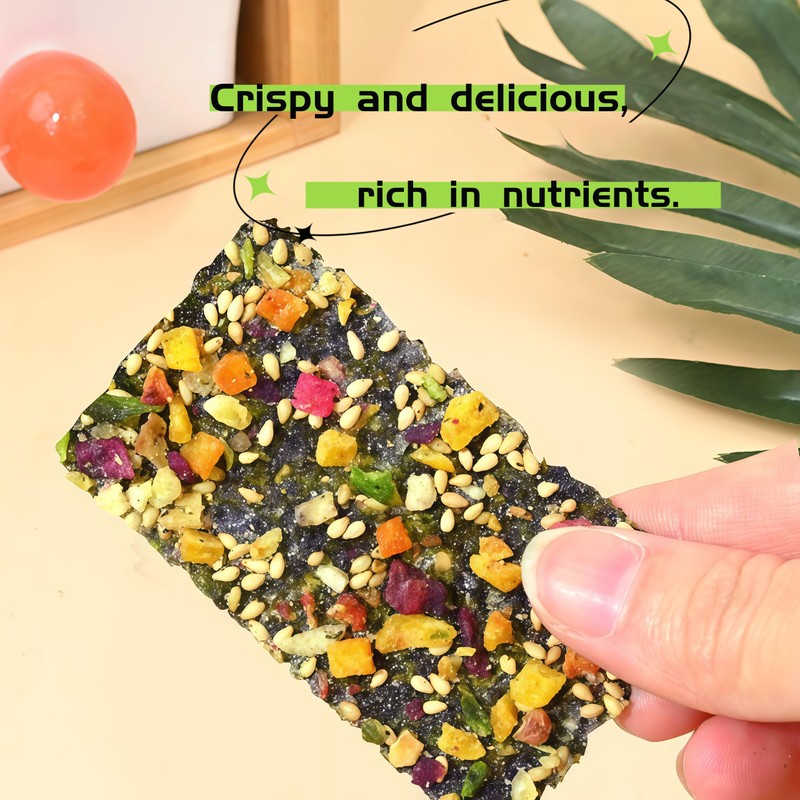 Premium Seaweed Crisps with Mixed Vegetables and Fruits: Topped with