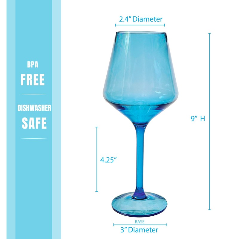 Lily's Home Acrylic Wine Glasses with Stems. Set of 4