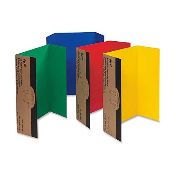 Pacon® 80% Recycled Single-Walled Tri-Fold Presentation Boards, 48" x 36", Assorted Colors, Carton Of 24