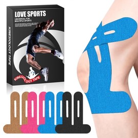 Pre-cut Taping Knee Brace & Muscle Patch with Elastic Support for Marathon Running Protection Taping Rose Red + Small 250*170mm 20ea