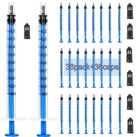 SAICOOS 36 Pack 1ml Sterile Polypropylene Plastic Syringe with Measurement, Industrial Grade for Scientific Labs, Feeding Pets, Oil Applicator