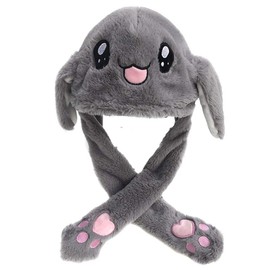 Cool Boys Girls Kids Children`s Moving POP up EAR Animal hat - Festival Gifts Christmas (Bunny Grey)