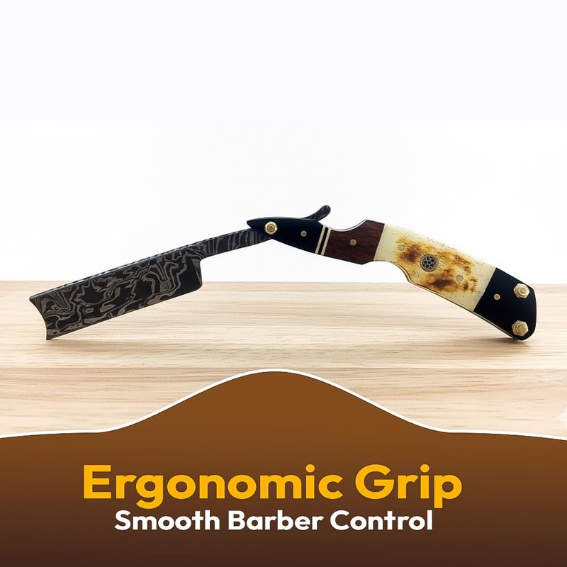 Damascus Steel Straight edge Razor Barber Salon Shaving wet shave