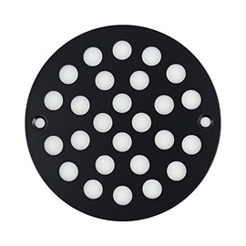 Poyde 4 Inch Screw-in Round Shower Drain Cover Replacement Floor Drainer with Screws (Black)
