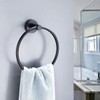 Towel Holder, Black Frosted Wall-Mounted Towel Ring in 304 Stainless