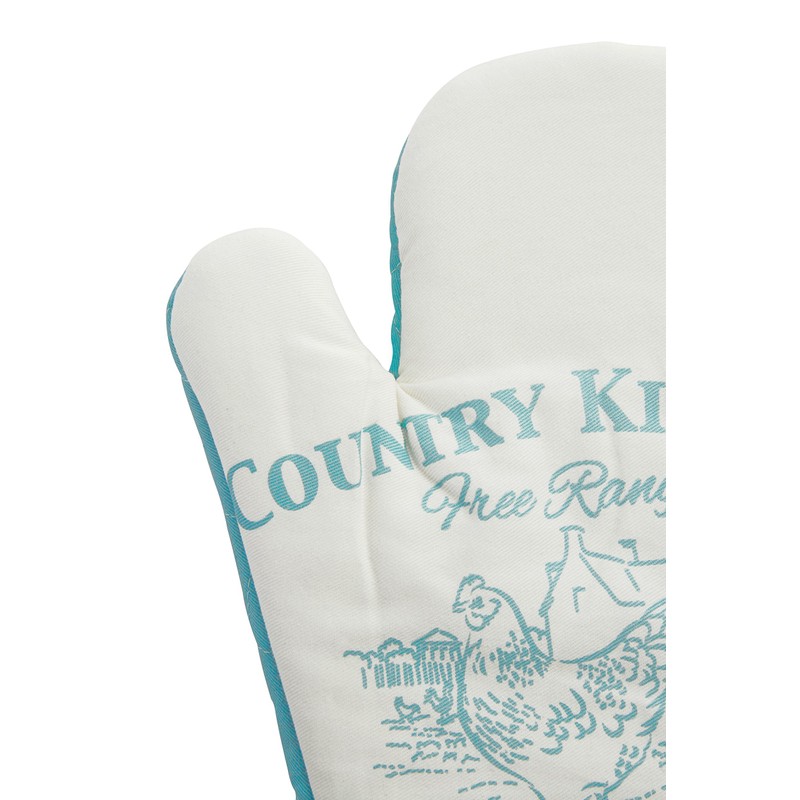Premier Housewares Country Kitchen Single Oven Glove - White/Teal