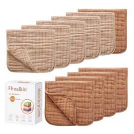 Muslin Burp Cloths Sets Newborn Baby Boy Essentials Must Haves 100% Cotton 10 Pack 22" X 10",6-Layer Baby Bibs & Burp Cloths for Baby Drool and Messes - Soft, Safe & Gentle for Boys & Girls Multi