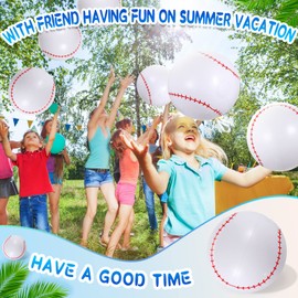 24 Pieces Inflatable Ball Soccer Ball Softball Volleyball Basketball Football 16 Inch Beach Balls Party Favors Summer Swimming Pool Beach Game Toys for Kid Girl Boy Sport Outdoor Activity (Baseball)