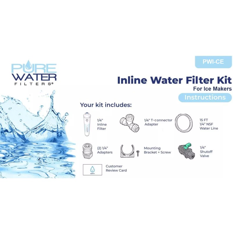 PureWater Filters Inline Water Filter Kit for Ice Makers