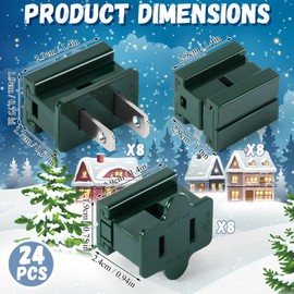 Relaxweex 24 Pcs Christmas Female Male and Connector Plugs SPT 1 Electrical Vampire Plug Green Slip Plug Replacement for Xmas Holiday Lights Party Decoration Slide on Plugs Vampire Plugs, Splicer