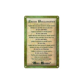 Tin Sign 20 x 30 cm – Made in Germany – Saying Irish Philosophy there are only Metal Decorative Tin Sign