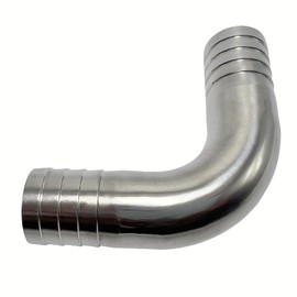 Closmos Stainless Steel 304 Sanitary Hose Barb Fitting 1/2" Barbed x 1/2" Barbed 90 Degree Elbow, 1pc Fitting with 2pcs Hose Clamps