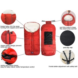 Waterproof Universal Stroller Bunting Bag, 3in1 Use Baby Sleeping Bag Adaptable for Most Strolllers, Multi-Ways for Regulating Footmuff Temperature