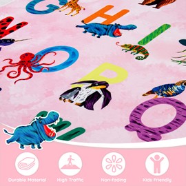 Truqual Classroom Rug Elementary Colorful Alphabet Kids Rugs for Playroom Machine Washable Nursery Rugs for ChildrenToddlers Bedroom