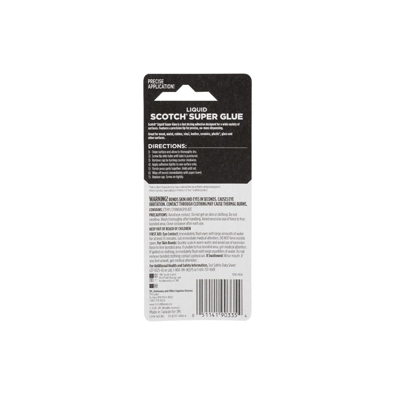 Scotch Super Glue Liquid, .07 oz, 1-Pack, Fast Drying Liquid