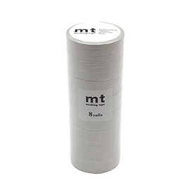 Kamoi Kakoshi MT08P497 Masking Tape, 8 Ps, Width 0.6 inches (15 mm) x 26.4 ft (7 m), 497 Pastel Pearl Gray