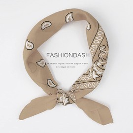 Trifong Bandana, 100% Cotton, Cashew Nut Pattern, Paisley Handkerchief, Unisex, Large, 21.7 x 21.7 inches (55 x 55 cm), Cashew Nuts Khaki