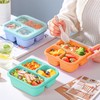 Reusable Snack Containers with Lids, 3 Compartments Bento Snack Boxes,