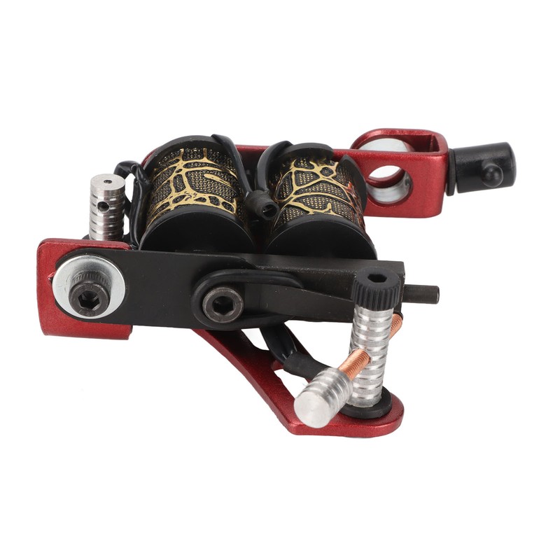 10 Wraps Coil Tattoo Machine Iron Frame Red Hollow Butterfly