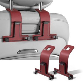 ANULEYO - Ganchos para reposacabezas de coche, multifuncionales, de piel lujoso y aleación de magnesio, gancho trasero y soporte para teléfono celular, gancho de almacenamiento para reposacabezas