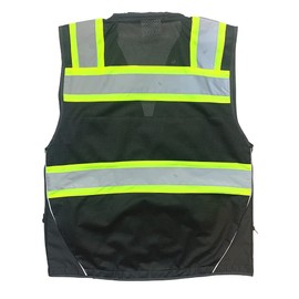 Vero1992 (C) Vest Mens Class 2 Black Series Safety Vest With Zipper and Utility Pockets Premium Black Series Surveyors Vest (XX-Large, Black)