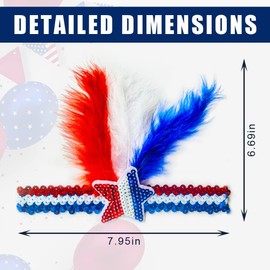 Ankelesz 2 Pack 4th of July Feather Headband Women's Independence Day Adjustable Feathers Sequin Headbands