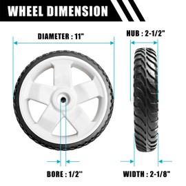 11" Drive Rear Wheels for Toro 137-4837 115-2885 119-0313, Lawn Mower Rear Wheel Tire Compatible with Most Toro Walk-Behind Push Lawn Mower Fits for Toro 20339 20378 20959 21329, 2 PACK