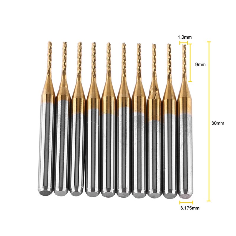 10pcs PCB End Mill Set Tungsten 1mm End Mill Carbide
