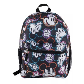 Mickey Mouse Allover 16" Large school Backpack Book Travel Bag, Black Pepper