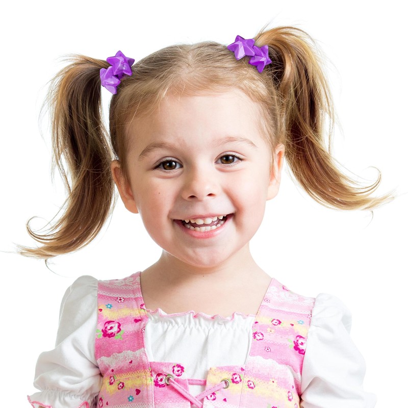 Expressions 24pc Ponytail Balls Hair Elastics,Star-Shaped Multicolored Twin Hair Beads,