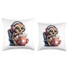 Gamer Lemur Popcorn Gaming Chair Headphones Games Player Throw Pillow